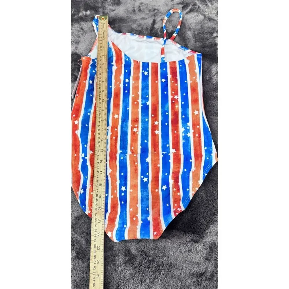 Girl's One Piece Swimsuit,Red, White, Blue patriotic.4th Of July L 10/12 NWT - Picture 6 of 8